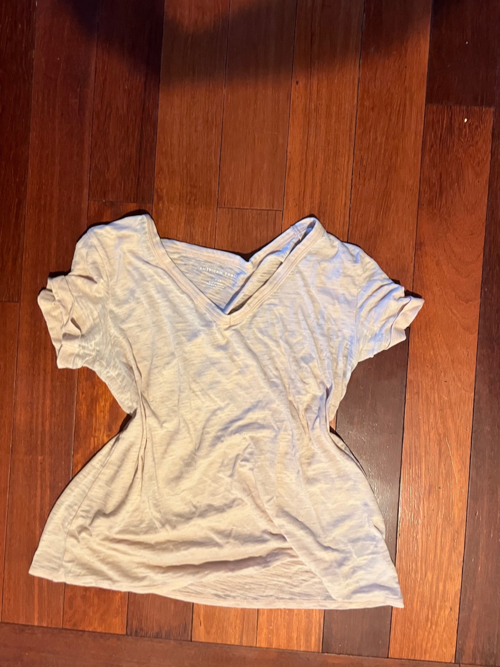 American Eagle Outfitters Neutral Beige V-Neck Tee